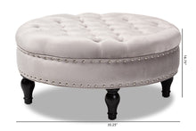 Load image into Gallery viewer, Baxton Studio Palfrey Transitional Grey Velvet Fabric Upholstered Button Tufted Cocktail Ottoman