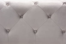 Load image into Gallery viewer, Baxton Studio Calvetti Modern and Contemporary Slate Gray Velvet Fabric Upholstered Button-Tufted Cocktail Ottoman