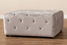 Load image into Gallery viewer, Baxton Studio Calvetti Modern and Contemporary Slate Gray Velvet Fabric Upholstered Button-Tufted Cocktail Ottoman