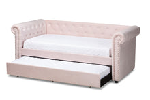 Load image into Gallery viewer, Baxton Studio Mabelle Modern and Contemporary Light Pink Velvet Upholstered Daybed with Trundle