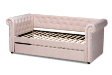 Load image into Gallery viewer, Baxton Studio Mabelle Modern and Contemporary Light Pink Velvet Upholstered Daybed with Trundle