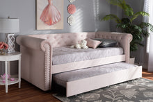 Load image into Gallery viewer, Baxton Studio Mabelle Modern and Contemporary Light Pink Velvet Upholstered Daybed with Trundle