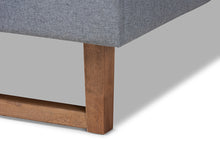 Load image into Gallery viewer, Baxton Studio Allegra Mid-Century Modern Dark Grey Fabric Upholstered and Ash Walnut Brown Finished Wood Queen Size Platform Bed