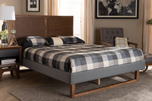 Load image into Gallery viewer, Baxton Studio Allegra Mid-Century Modern Dark Grey Fabric Upholstered and Ash Walnut Brown Finished Wood King Size Platform Bed