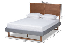 Load image into Gallery viewer, Baxton Studio Allegra Mid-Century Modern Dark Grey Fabric Upholstered and Ash Walnut Brown Finished Wood King Size Platform Bed