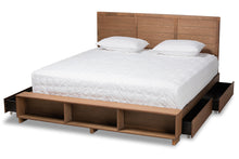 Load image into Gallery viewer, Baxton Studio Alba Modern Transitional Ash Walnut Brown Finished Wood King Size 4-Drawer Platform Storage Bed with Built-In Shelves