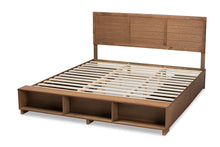 Load image into Gallery viewer, Baxton Studio Alba Modern Transitional Ash Walnut Brown Finished Wood King Size 4-Drawer Platform Storage Bed with Built-In Shelves