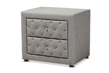 Load image into Gallery viewer, Baxton Studio Lepine Modern and Contemporary Gray Fabric Upholstered 2-Drawer Wood Nightstand