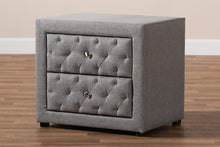 Load image into Gallery viewer, Baxton Studio Lepine Modern and Contemporary Gray Fabric Upholstered 2-Drawer Wood Nightstand