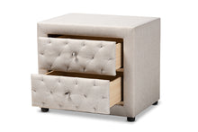 Load image into Gallery viewer, Baxton Studio Lepine Modern and Contemporary Light Beige Fabric Upholstered 2-Drawer Wood Nightstand