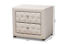 Load image into Gallery viewer, Baxton Studio Lepine Modern and Contemporary Light Beige Fabric Upholstered 2-Drawer Wood Nightstand