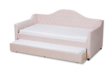 Load image into Gallery viewer, Baxton Studio Perry Modern and Contemporary Light Pink Velvet Fabric Upholstered and Button Tufted Twin Size Daybed with Trundle