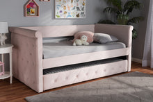 Load image into Gallery viewer, Baxton Studio Amaya Modern and Contemporary Light Pink Velvet Fabric Upholstered Twin Size Daybed with Trundle