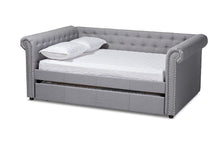 Load image into Gallery viewer, Baxton Studio Mabelle Modern and Contemporary Gray Fabric Upholstered Queen Size Daybed with Trundle