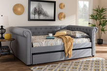 Load image into Gallery viewer, Baxton Studio Mabelle Modern and Contemporary Gray Fabric Upholstered Full Size Daybed with Trundle