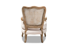 Load image into Gallery viewer, Baxton Studio Vallea Traditional French Provincial Light Beige Velvet Fabric Upholstered White-Washed Oak Wood Armchair