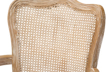 Load image into Gallery viewer, Baxton Studio Vallea Traditional French Provincial Light Beige Velvet Fabric Upholstered White-Washed Oak Wood Armchair
