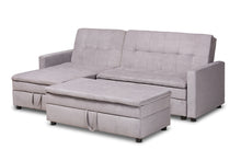 Load image into Gallery viewer, Baxton Studio Noa Modern and Contemporary Light Grey Fabric Upholstered Left Facing Storage Sectional Sleeper Sofa with Ottoman