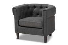 Load image into Gallery viewer, Baxton Studio Bisset Classic and Traditional Gray Fabric Upholstered Chesterfield Chair