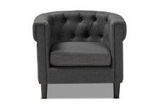 Load image into Gallery viewer, Baxton Studio Bisset Classic and Traditional Gray Fabric Upholstered Chesterfield Chair