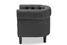 Load image into Gallery viewer, Baxton Studio Bisset Classic and Traditional Gray Fabric Upholstered Chesterfield Chair