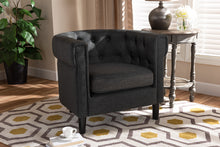 Load image into Gallery viewer, Baxton Studio Bisset Classic and Traditional Gray Fabric Upholstered Chesterfield Chair