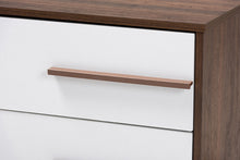 Load image into Gallery viewer, Baxton Studio Mette Mid-Century Modern Two-Tone White and Walnut Finished 2-Drawer Wood Nightstand