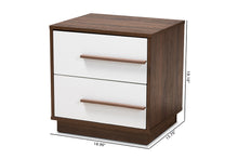 Load image into Gallery viewer, Baxton Studio Mette Mid-Century Modern Two-Tone White and Walnut Finished 2-Drawer Wood Nightstand