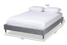 Load image into Gallery viewer, Baxton Studio Volden Glam and Luxe Charcoal Velvet Fabric Upholstered Full Size Wood Platform Bed Frame with Gold-Tone Leg Tips