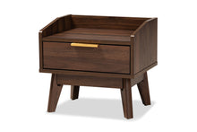 Load image into Gallery viewer, Baxton Studio Lena Mid-Century Modern Walnut Brown Finished 1-Drawer Wood Nightstand
