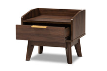 Load image into Gallery viewer, Baxton Studio Lena Mid-Century Modern Walnut Brown Finished 1-Drawer Wood Nightstand
