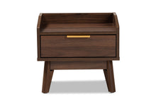 Load image into Gallery viewer, Baxton Studio Lena Mid-Century Modern Walnut Brown Finished 1-Drawer Wood Nightstand