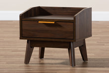 Load image into Gallery viewer, Baxton Studio Lena Mid-Century Modern Walnut Brown Finished 1-Drawer Wood Nightstand