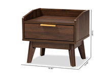 Load image into Gallery viewer, Baxton Studio Lena Mid-Century Modern Walnut Brown Finished 1-Drawer Wood Nightstand
