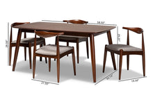 Load image into Gallery viewer, Baxton Studio Aeron Mid-Century Modern Light Gray Fabric Upholstered Walnut Finished Wood 5-Piece Dining Set