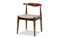 Load image into Gallery viewer, Baxton Studio Aeron Mid-Century Modern Light Gray Fabric Upholstered Walnut Finished Wood 6-Piece Dining Set