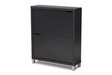 Load image into Gallery viewer, Baxton Studio Simms Modern and Contemporary Dark Grey Finished Wood Shoe Storage Cabinet with 4 Fold-Out Racks
