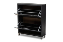 Load image into Gallery viewer, Baxton Studio Simms Modern and Contemporary Dark Grey Finished Wood Shoe Storage Cabinet with 4 Fold-Out Racks