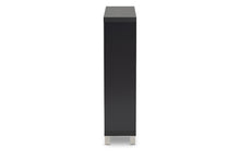 Load image into Gallery viewer, Baxton Studio Simms Modern and Contemporary Dark Grey Finished Wood Shoe Storage Cabinet with 4 Fold-Out Racks