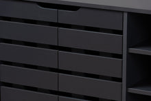 Load image into Gallery viewer, Baxton Studio Shirley Modern and Contemporary Dark Grey Finished 2-Door Wood Shoe Storage Cabinet with Open Shelves