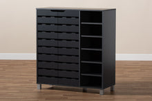 Load image into Gallery viewer, Baxton Studio Shirley Modern and Contemporary Dark Grey Finished 2-Door Wood Shoe Storage Cabinet with Open Shelves