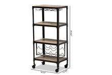 Load image into Gallery viewer, Baxton Studio Swanson Rustic Industrial Style Antique Black Textured Metal Distressed Oak Finished Wood Mobile Kitchen Bar Wine Cart