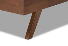 Load image into Gallery viewer, Baxton Studio Brita Mid-Century Modern Grey Fabric Upholstered Walnut Finished Wood Queen Size Bed