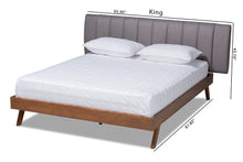 Load image into Gallery viewer, Baxton Studio Brita Mid-Century Modern Grey Fabric Upholstered Walnut Finished Wood King Size Bed