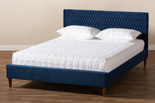 Load image into Gallery viewer, Baxton Studio Frida Glam and Luxe Royal Blue Velvet Fabric Upholstered Queen Size Bed