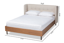 Load image into Gallery viewer, Baxton Studio Catarina Mid-Century Modern Light Beige Fabric Upholstered Walnut Finished Wood King Size Wingback Platform Bed