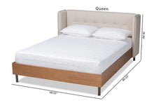 Load image into Gallery viewer, Baxton Studio Catarina Mid-Century Modern Light Beige Fabric Upholstered Walnut Finished Wood King Size Wingback Platform Bed