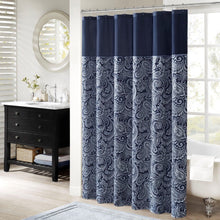 Load image into Gallery viewer, Madison Park Aubrey 100% Polyester Jacquard Shower Curtain- Navy MP70-6459 By Olliix