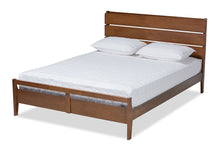 Load image into Gallery viewer, Baxton Studio Avena Mid-Century Modern Walnut Finished Wood Queen Size Platform bed