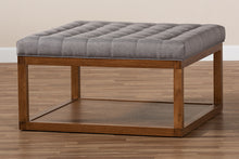 Load image into Gallery viewer, Baxton Studio Alvere Modern and Contemporary Grey Fabric Upholstered Walnut Finished Cocktail Ottoman